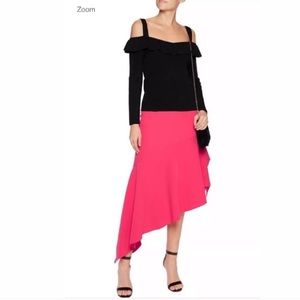Milly Charlotte Asymmetrical Ruffle Crepe Skirt 6